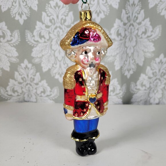 Vintage Hand Blown Glass Ornament Nutcracker with Glitter Accents  6.5" Tall - Picture 1 of 10